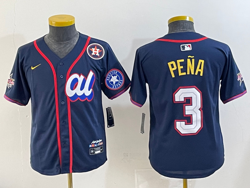 Youth 2025 Houston Astros #3 Pena Drak Blue All star Nike MLB Jersey style 003
